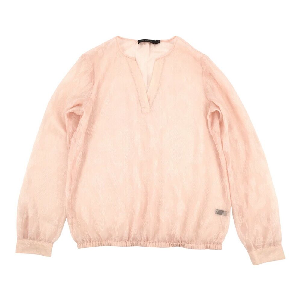 The Limited Sheer Chiffon Long Sleeve Blouse Medium Light Pink Career Casual M